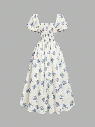 MOD Puff Waist Swing Dress