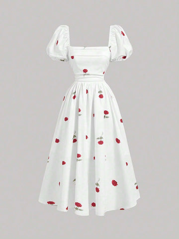 MOD Puff Waist Swing Dress