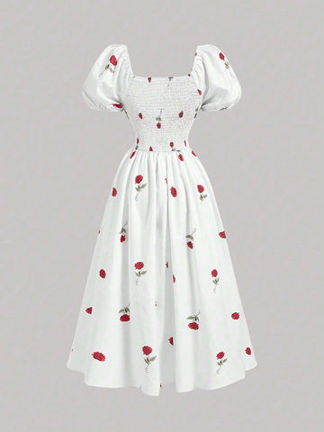 MOD Puff Waist Swing Dress