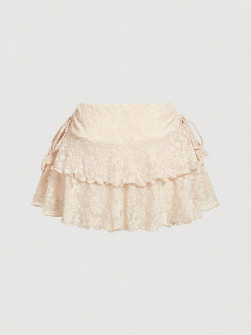 MOD Women's Solid Color Drawstring Pleated Waist Skirt
