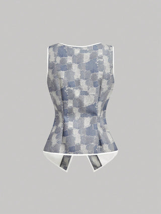 Knitted Houndstooth Tank Top