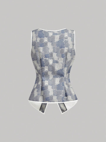 Knitted Houndstooth Tank Top