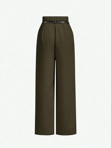 MOD Women's Camel Toothpick Straight Leg Pants With Belt