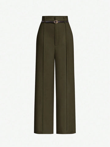 MOD Women's Camel Toothpick Straight Leg Pants With Belt