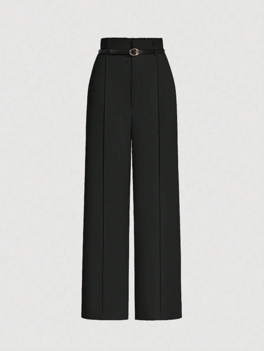 MOD Women's Camel Toothpick Straight Leg Pants With Belt