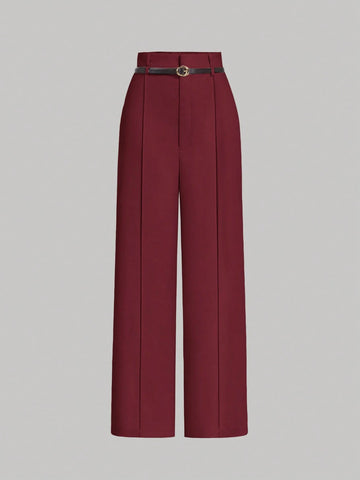 MOD Women's Camel Toothpick Straight Leg Pants With Belt