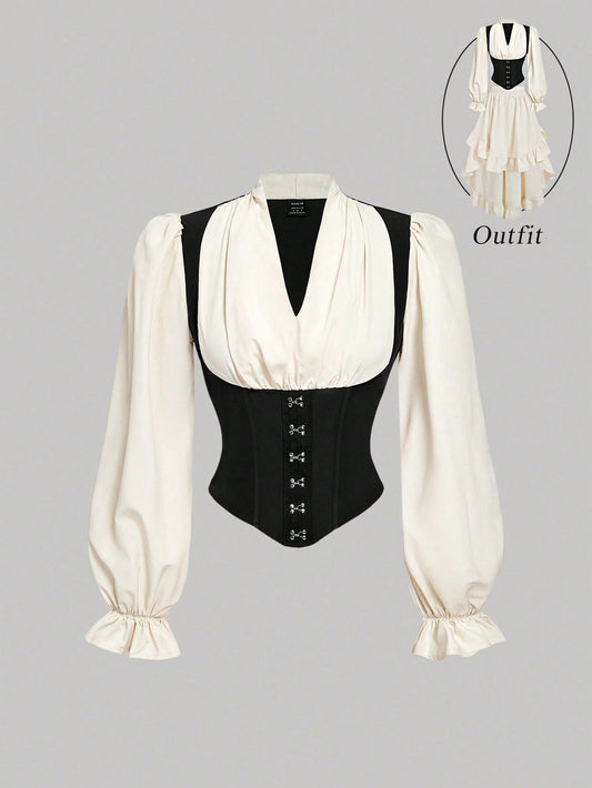 Women's Solid Color Minimalist Long Sleeve Lantern Sleeve Blouse