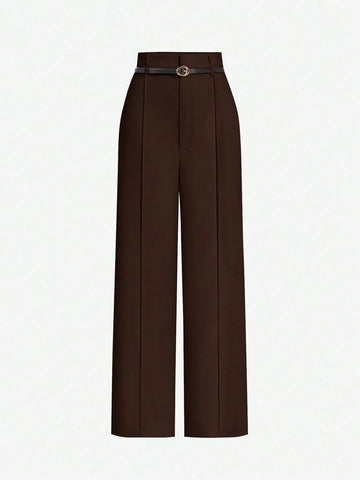 MOD Women's Camel Toothpick Straight Leg Pants With Belt