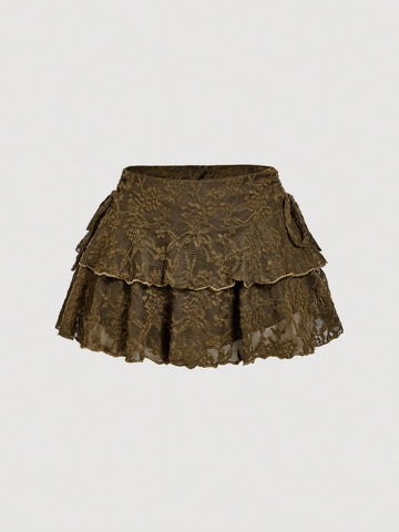 MOD Women's Solid Color Drawstring Pleated Waist Skirt