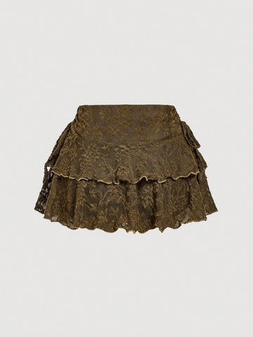 MOD Women's Solid Color Drawstring Pleated Waist Skirt