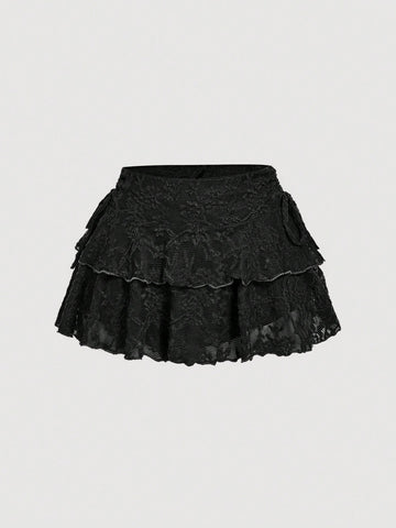 MOD Women's Solid Color Drawstring Pleated Waist Skirt
