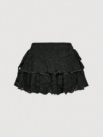 MOD Women's Solid Color Drawstring Pleated Waist Skirt