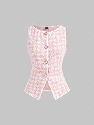Knitted Houndstooth Tank Top
