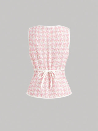 Knitted Houndstooth Tank Top