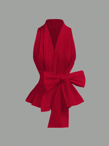Elegant Summer Chiffon Bow Top