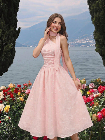 Polka Dot Summer Sleeveless Midi Dress