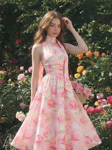 Polka Dot Summer Sleeveless Midi Dress