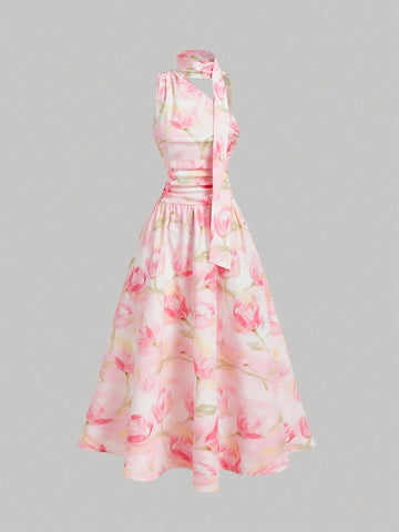 Polka Dot Summer Sleeveless Midi Dress