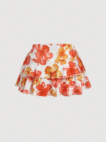 MOD Women's Solid Color Drawstring Pleated Waist Skirt