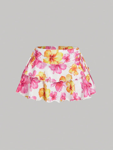 MOD Women's Solid Color Drawstring Pleated Waist Skirt