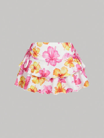 MOD Women's Solid Color Drawstring Pleated Waist Skirt