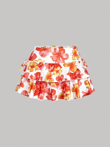 MOD Women's Solid Color Drawstring Pleated Waist Skirt