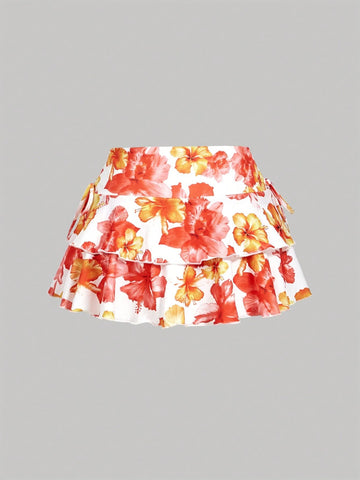 MOD Women's Solid Color Drawstring Pleated Waist Skirt