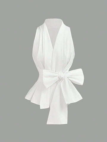 Elegant Summer Chiffon Bow Top