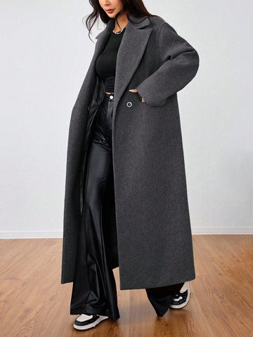 Lunessa Casual Long Woolen Collar Jacket