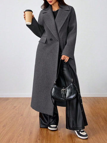 Lunessa Casual Long Woolen Collar Jacket