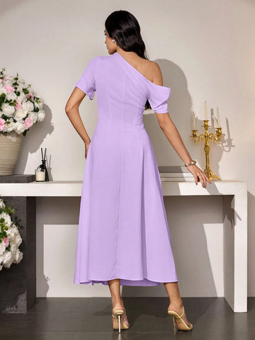 Modely 1pc Women's Asymmetric Waist Minimalist Dress