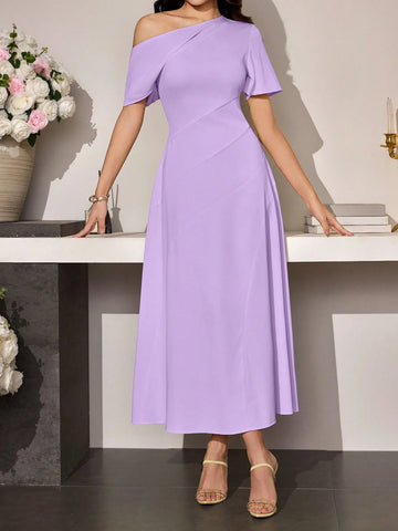 Modely 1pc Women's Asymmetric Waist Minimalist Dress