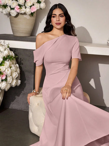 Modely 1pc Women's Asymmetric Waist Minimalist Dress