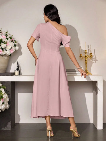 Modely 1pc Women's Asymmetric Waist Minimalist Dress