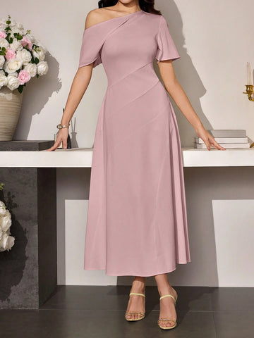 Modely 1pc Women's Asymmetric Waist Minimalist Dress