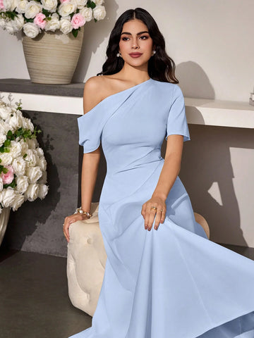 Modely 1pc Women's Asymmetric Waist Minimalist Dress