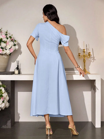 Modely 1pc Women's Asymmetric Waist Minimalist Dress