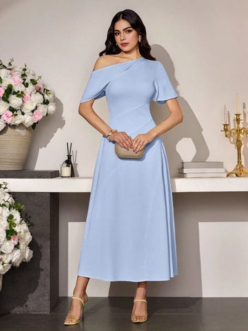 Modely 1pc Women's Asymmetric Waist Minimalist Dress
