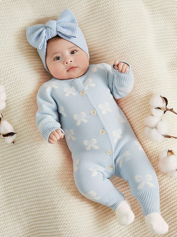 Newborn Baby Girls Cute Heart Pattern Pink Long Sleeve Jumpsuit