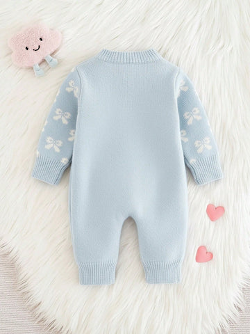 Newborn Baby Girls Cute Heart Pattern Pink Long Sleeve Jumpsuit