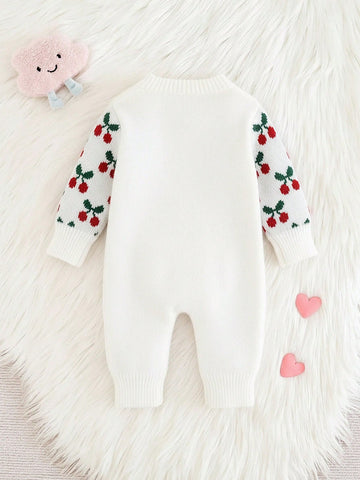 Newborn Baby Girls Cute Heart Pattern Pink Long Sleeve Jumpsuit