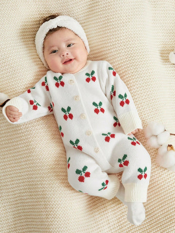 Newborn Baby Girls Cute Heart Pattern Pink Long Sleeve Jumpsuit