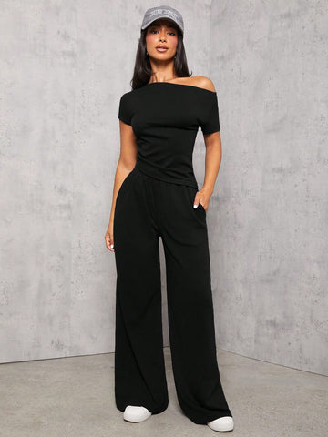 PETITE Dark Gray Knitted Women's Slim Fit Suit