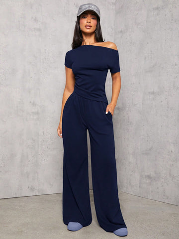 PETITE Dark Gray Knitted Women's Slim Fit Suit