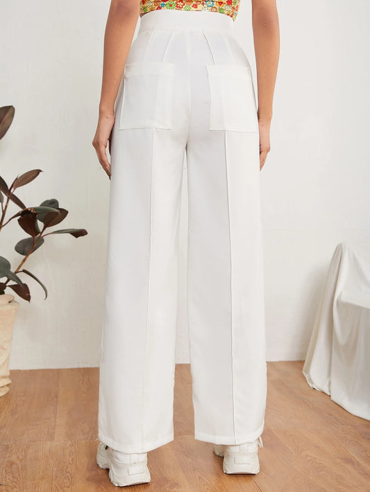 PETITE Solid Dual Pocket Tailored Summer Pants