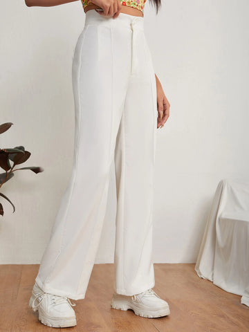 PETITE Solid Dual Pocket Tailored Summer Pants