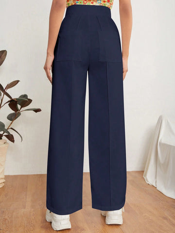 PETITE Solid Dual Pocket Tailored Summer Pants