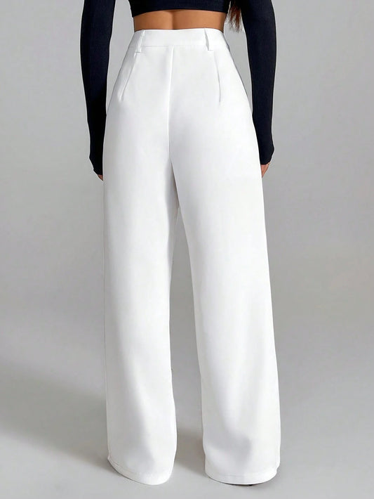 PETITE Women's Elegant French Style White Casual/Office Pants