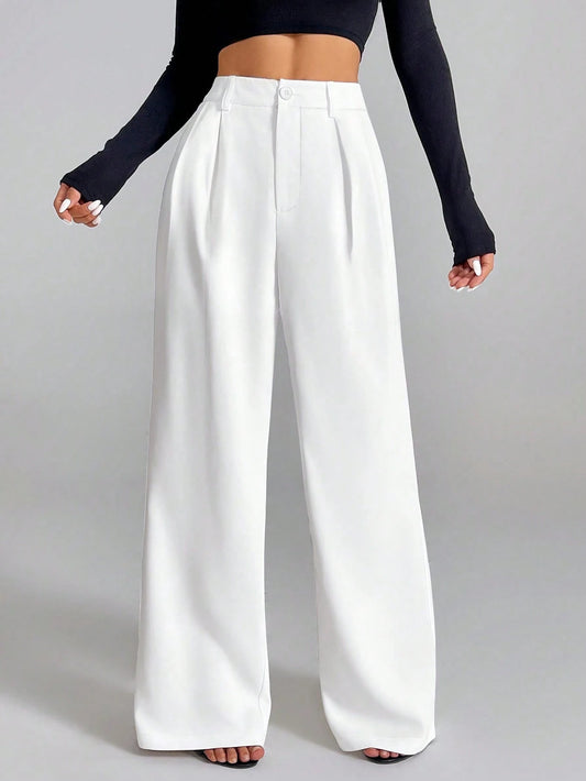 PETITE Women's Elegant French Style White Casual/Office Pants
