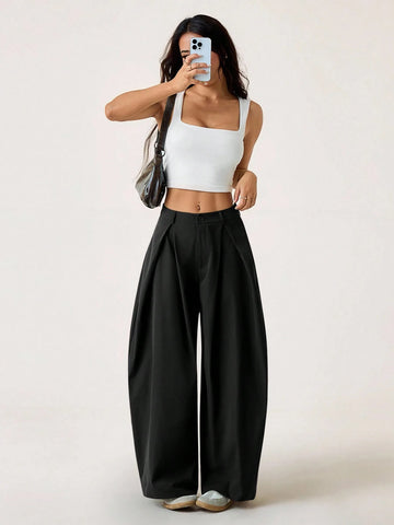 Vintage Casual Hippie Street Oversized Blue Striped Textured Wide Leg Pants